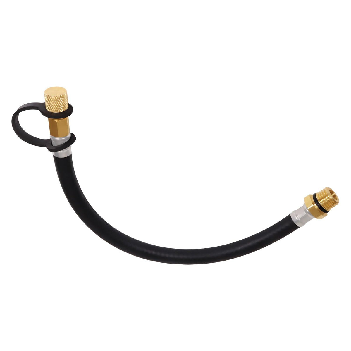 Rockheel front view showing hose and brass fitting for easy oil changes