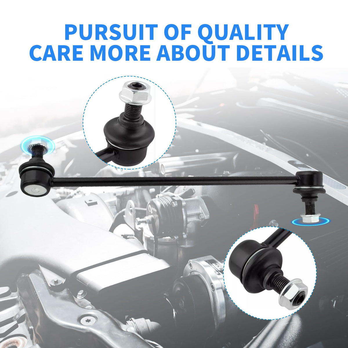 Rockplanet sway bar link during garage installation illustrating easy DIY fit and reliability