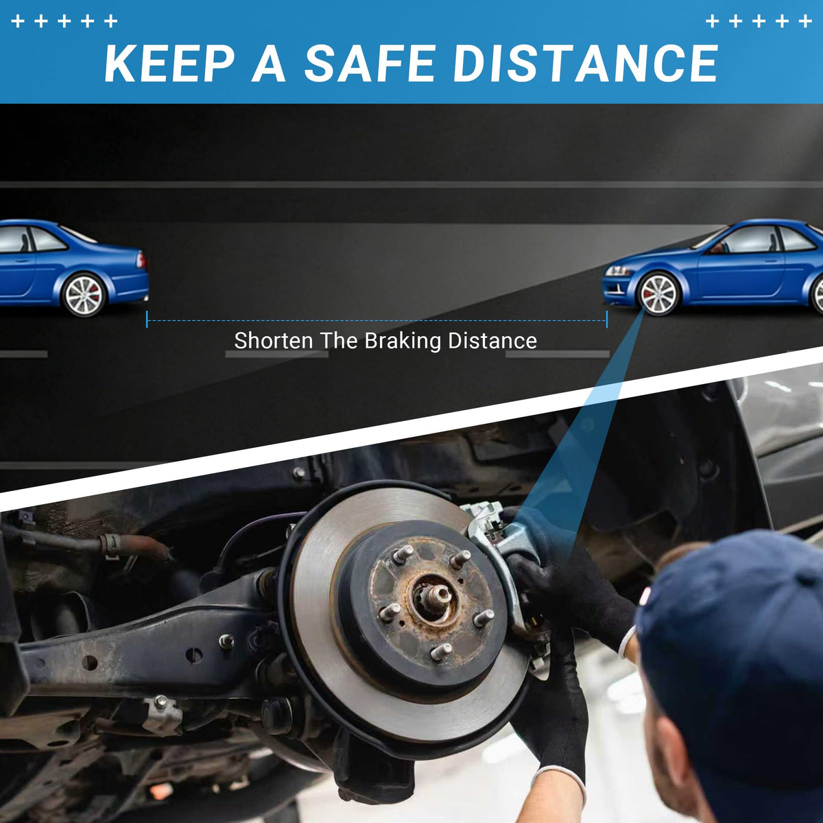 Rockplanet pads on a parked Infiniti/Nissan illustrating reliable everyday braking benefit