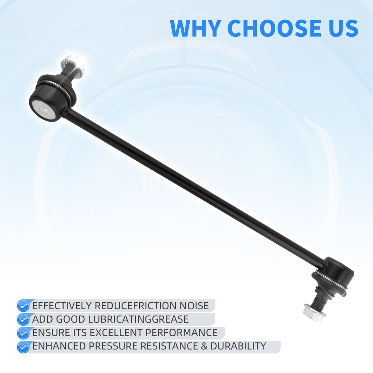 Rockplanet sway bar link installed on vehicle suspension demonstrating restored stability