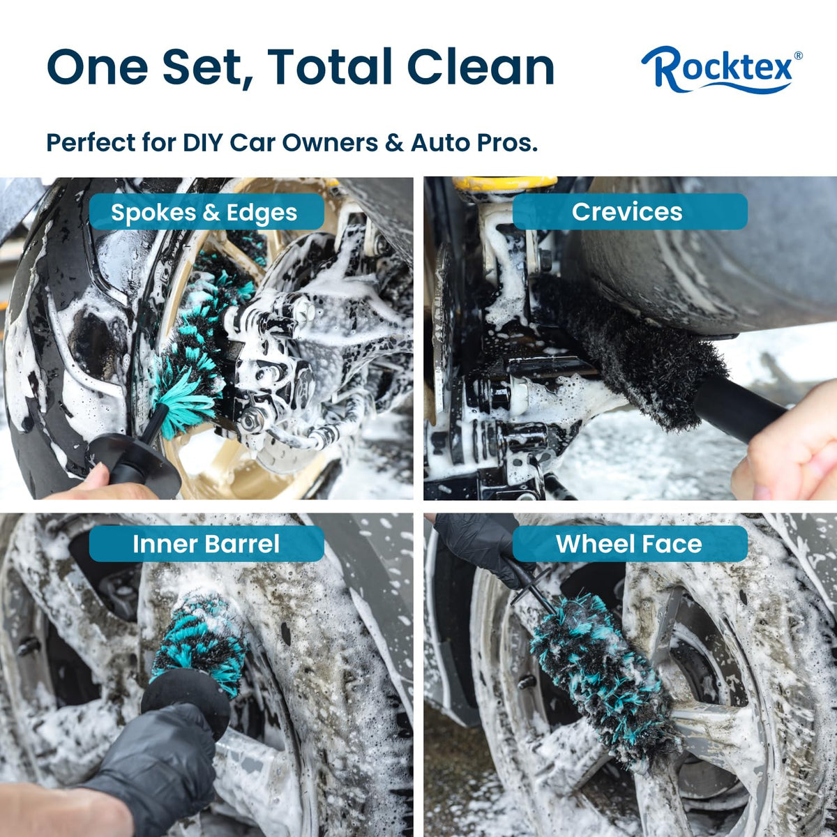Rocktex large brush close-up displaying knuckle guard and soft-firm bristles for fast cleaning