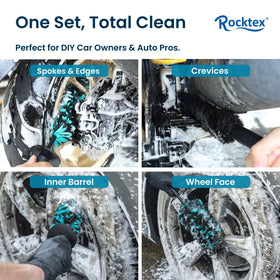 Rocktex large brush close-up displaying knuckle guard and soft-firm bristles for fast cleaning
