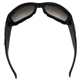Rodeo Queen sunglasses worn on motorcycle demonstrating secure fit and style