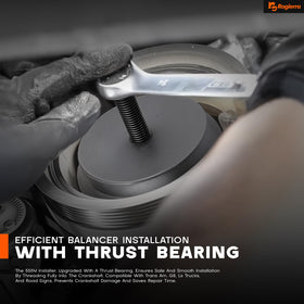 Rogierra tool attached to engine balancer in use showing efficient removal process