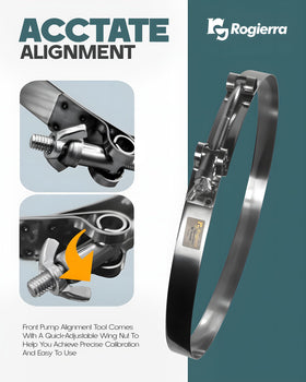 Rogierra tool mounted on 4L60E pump demonstrating correct alignment benefit