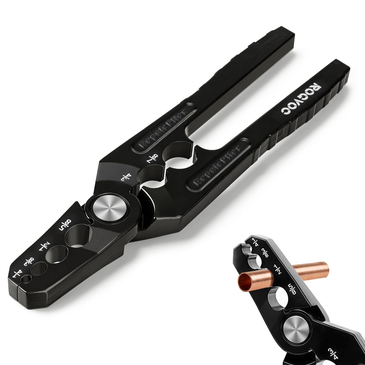 rogvoc front view tool showing full pliers and hole array for easy identification and portability