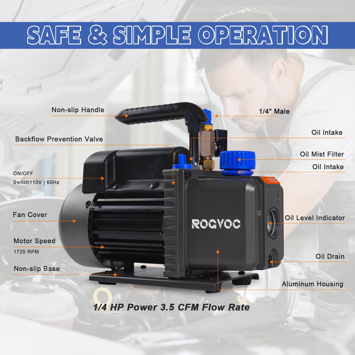 Rogvoc next to toolbox for scale showing portable shop-friendly size