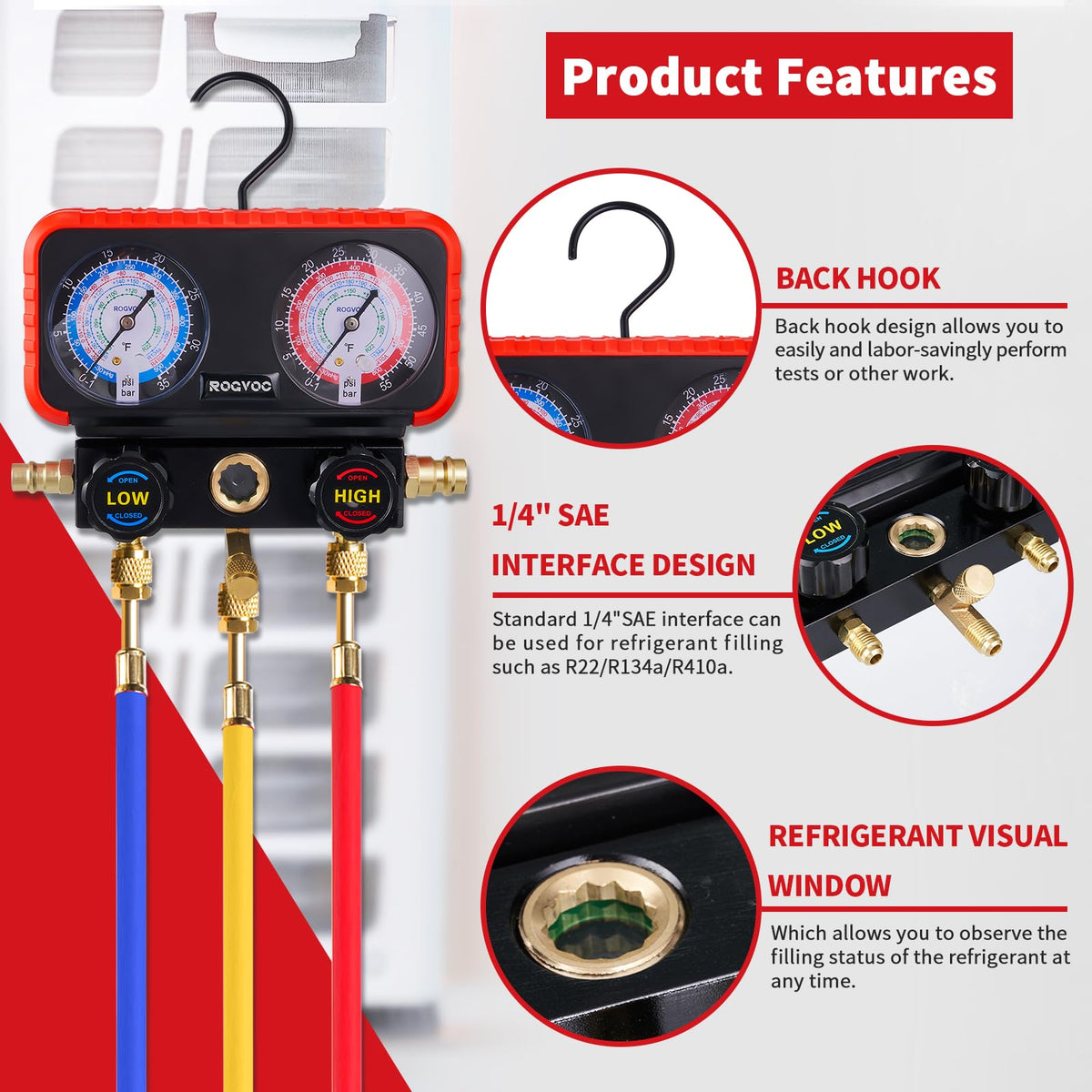 Rogvoc three-color hoses connected highlighting fast identification benefit