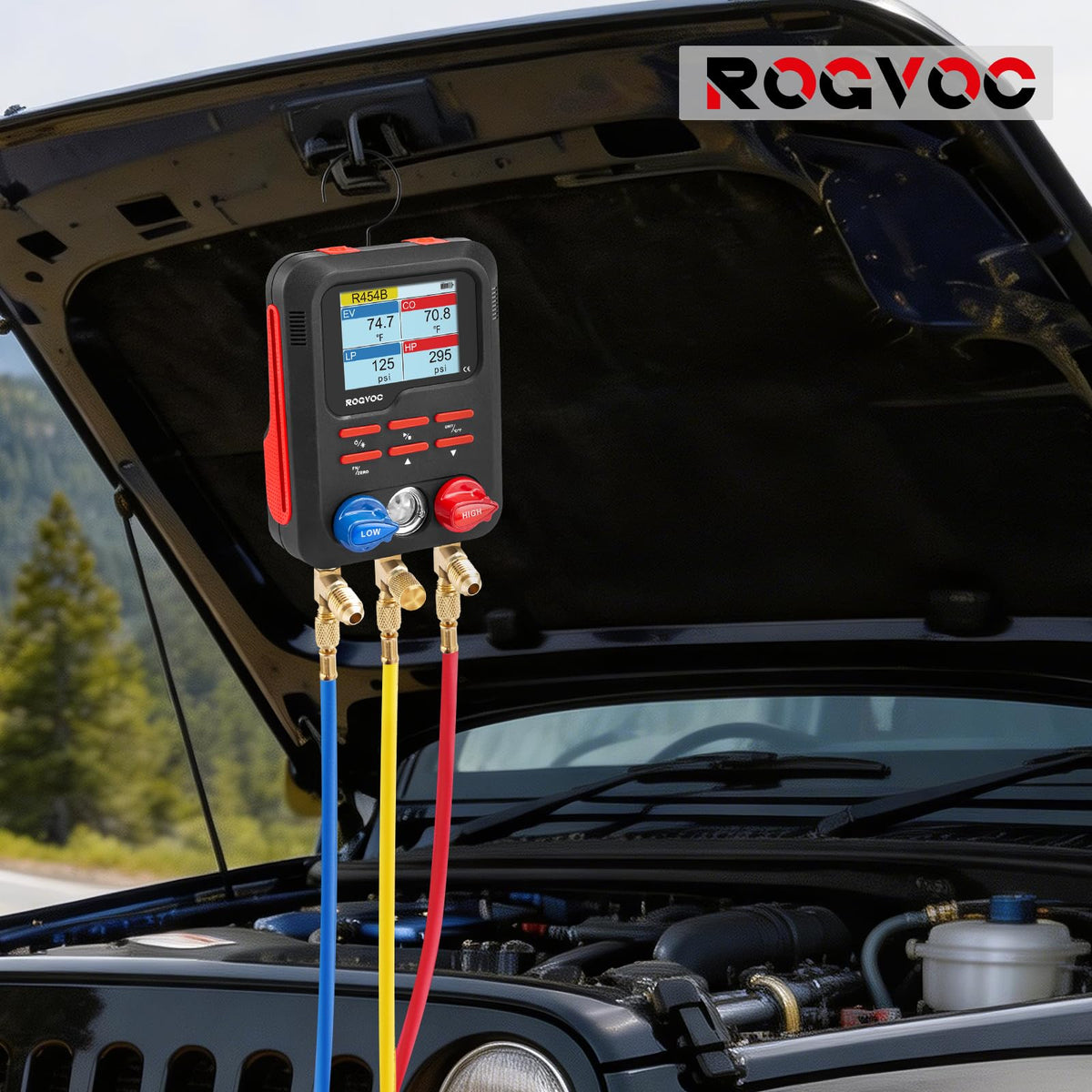 Rogvoc visual refrigerant window showing flow status for confident charging