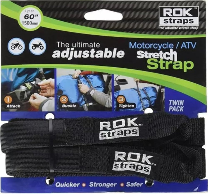 ROK Straps front packaging showing strap and quick-release buckle for easy use