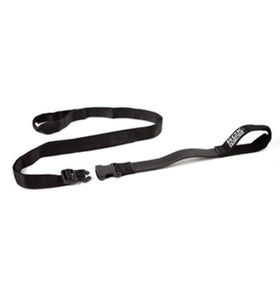 ROK Straps securing tail bag on motorcycle demonstrating stable load hold