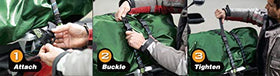 ROK Straps held in hand to show adjustable 18 to 60 inch length and quick-release buckle