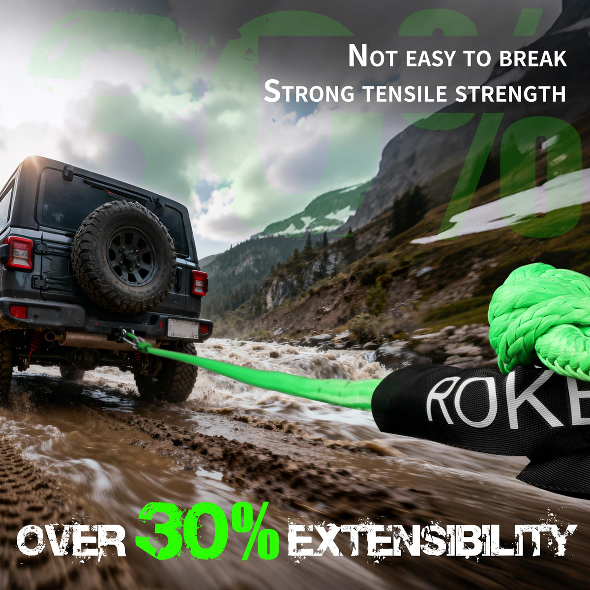 ROKENPOY soft shackles and loop protecting vehicle attachment points