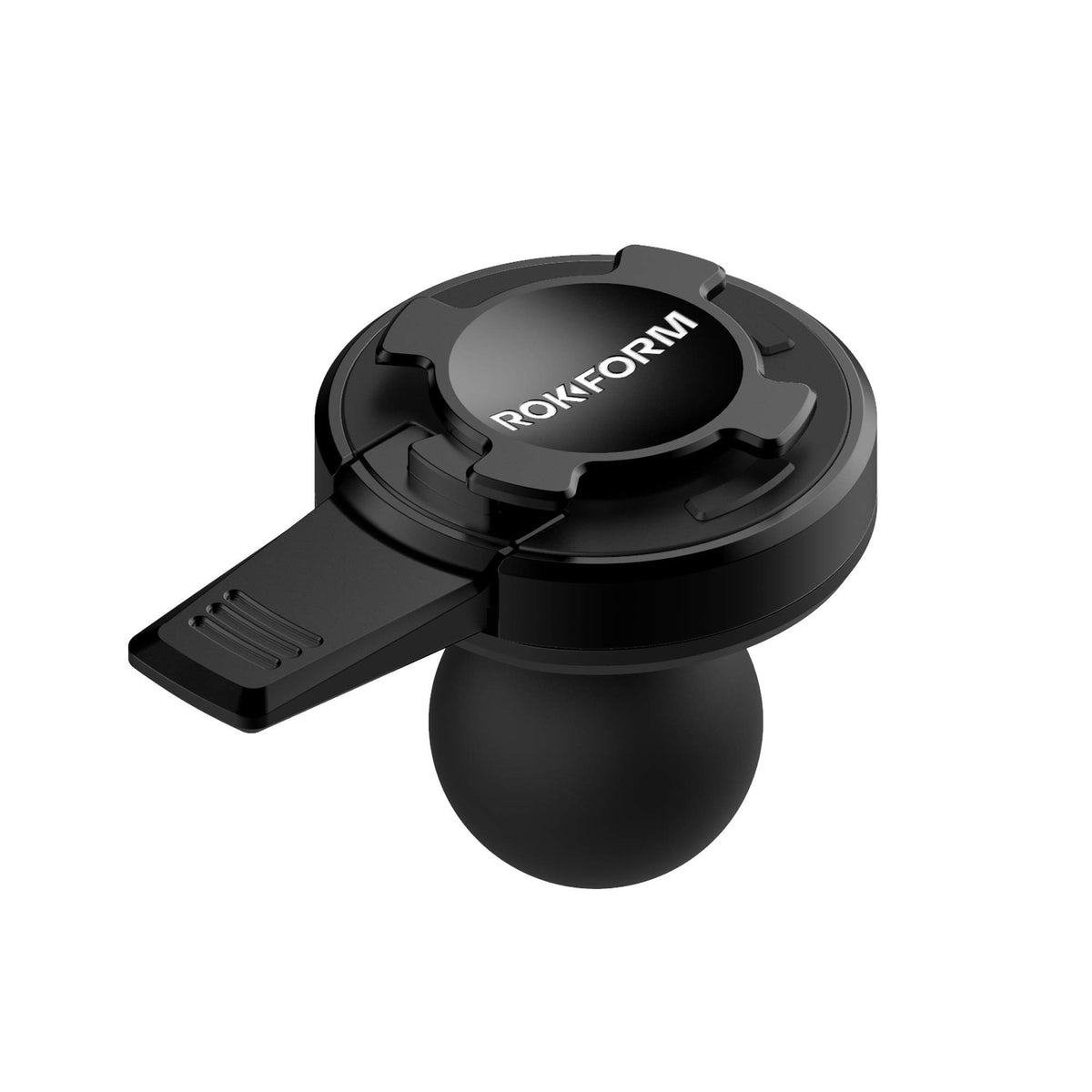 Rokform front view adapter showing compact aluminum body and mount benefit