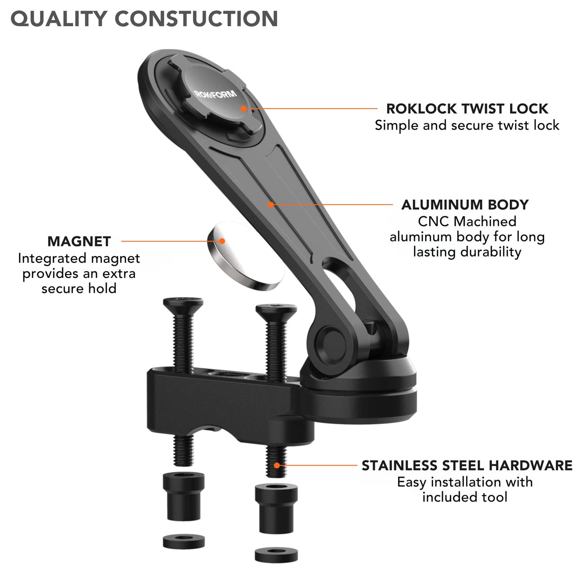 Rokform mounted on a Harley clutch perch showing secure installation benefit