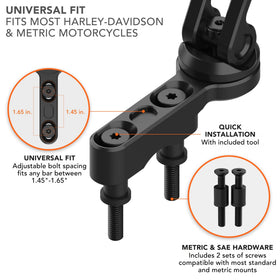 Rokform with phone attached side angle demonstrating Quad Tab Twist Lock security