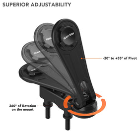 Rokform tilt adjustment demo showing -20 to +55 degree range for better visibility