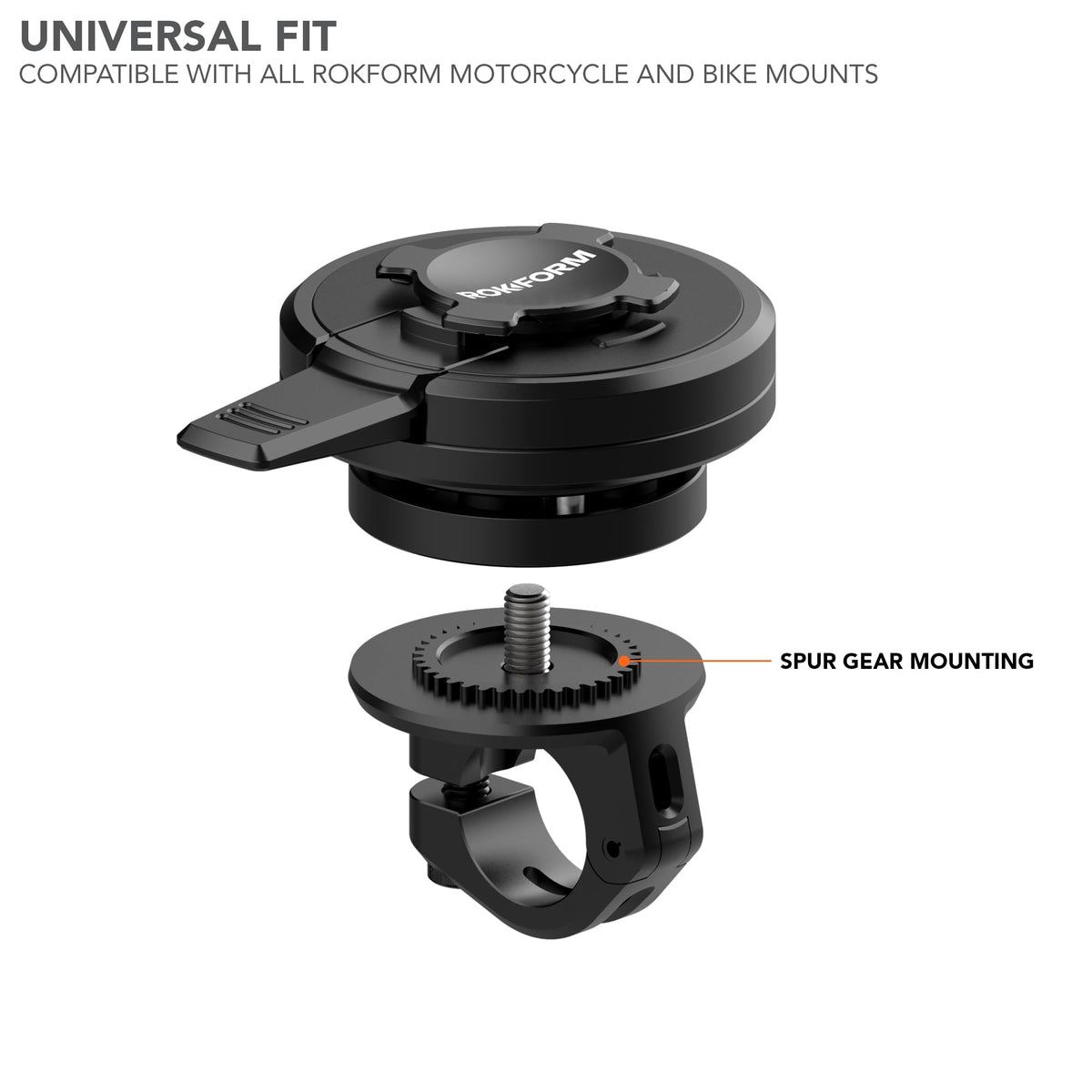 Rokform side profile with twist-lock lever for quick secure attachment