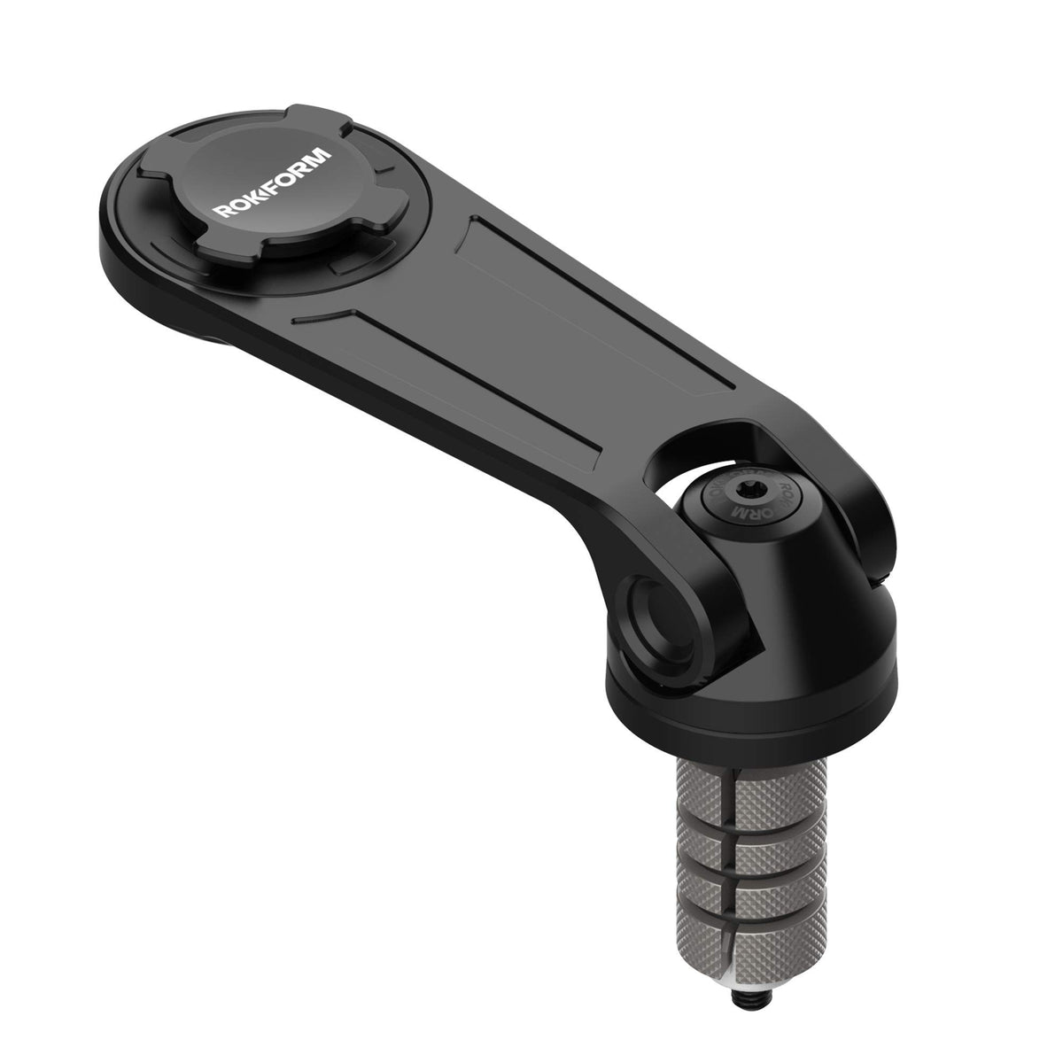 Rokform stem mount front view showing mount profile and secure fit