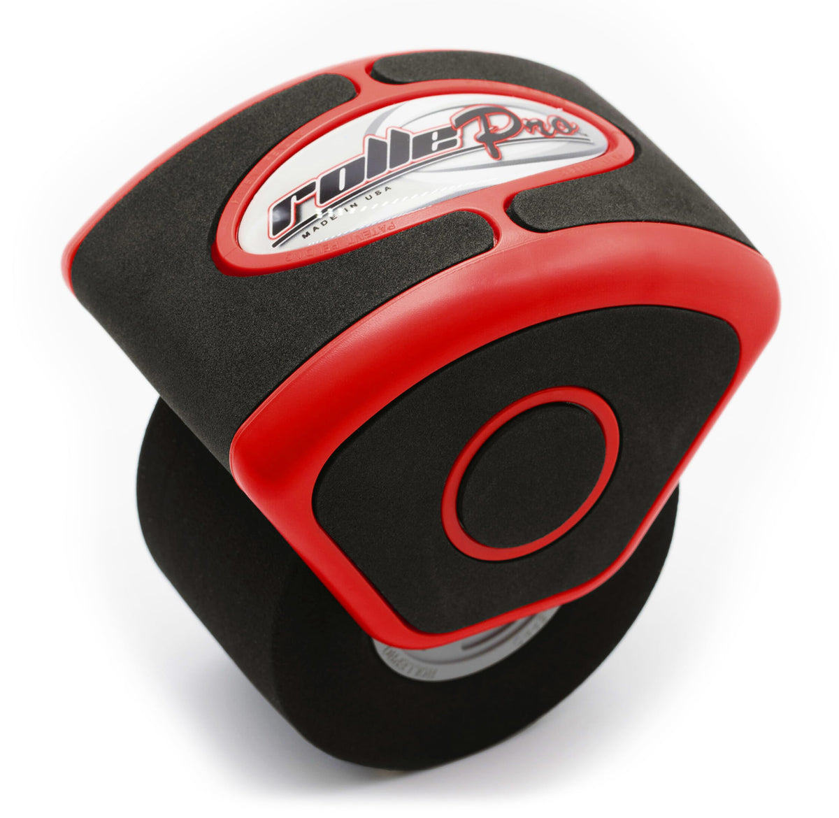 Rollepro red front view showing ergonomic handle and wheel for faster installs