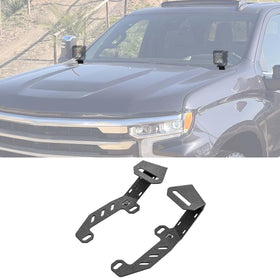 ROMELACK front view of hood light mounts showing fit and hardware benefits