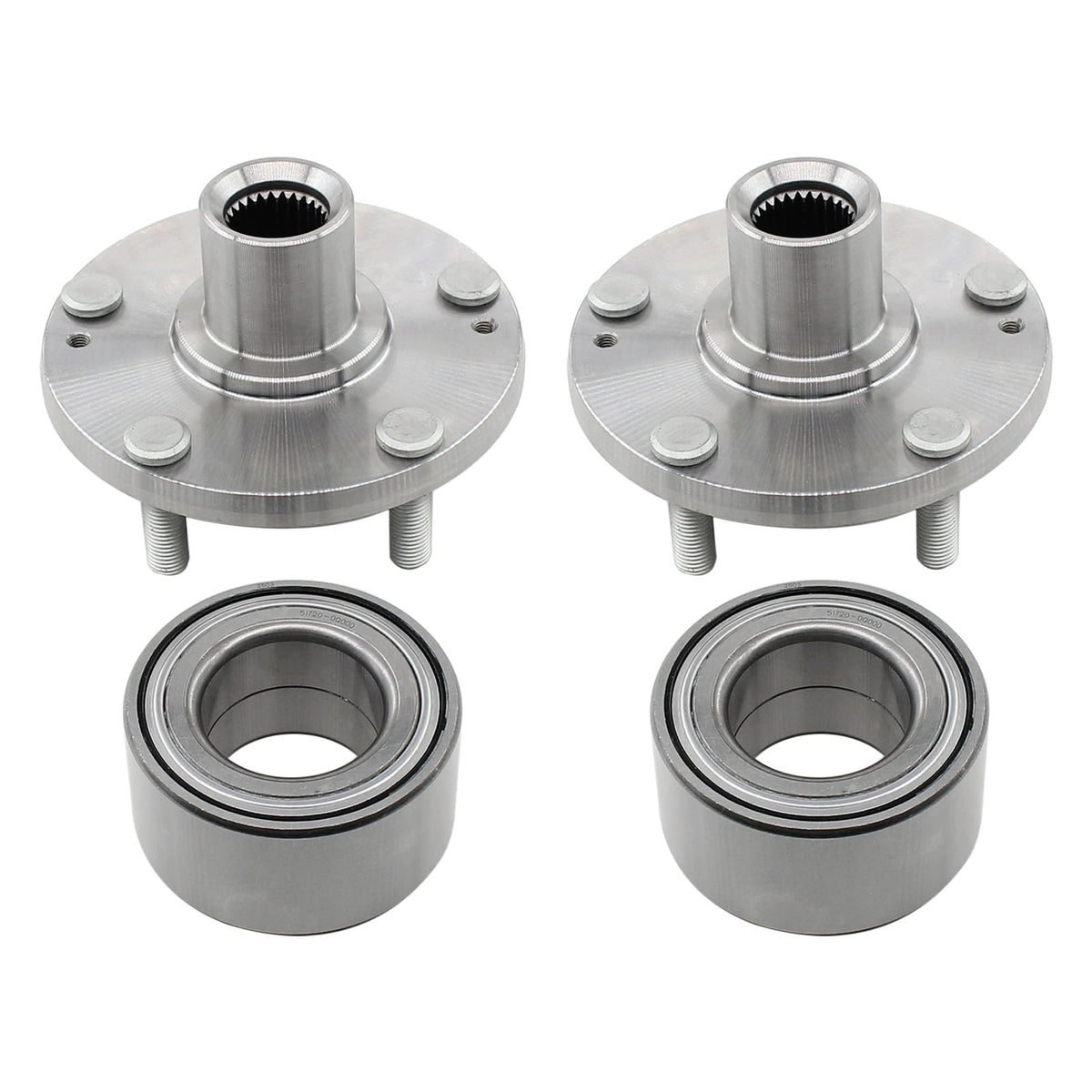 Roneeson front hub assembly front view showing mounting holes and studs, ensures proper fit