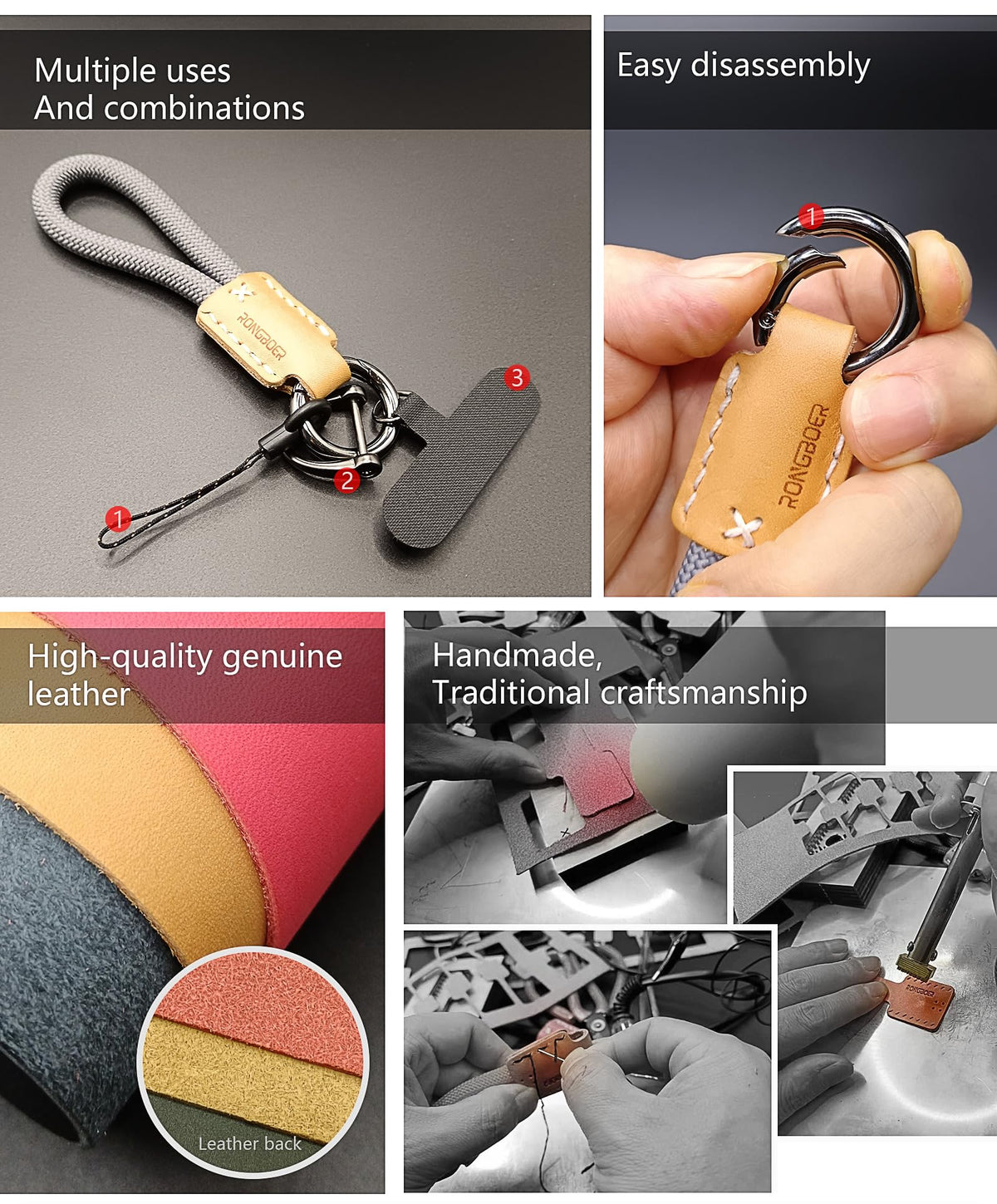 RONGBOER keychain in hand showing scale and lightweight portability benefit