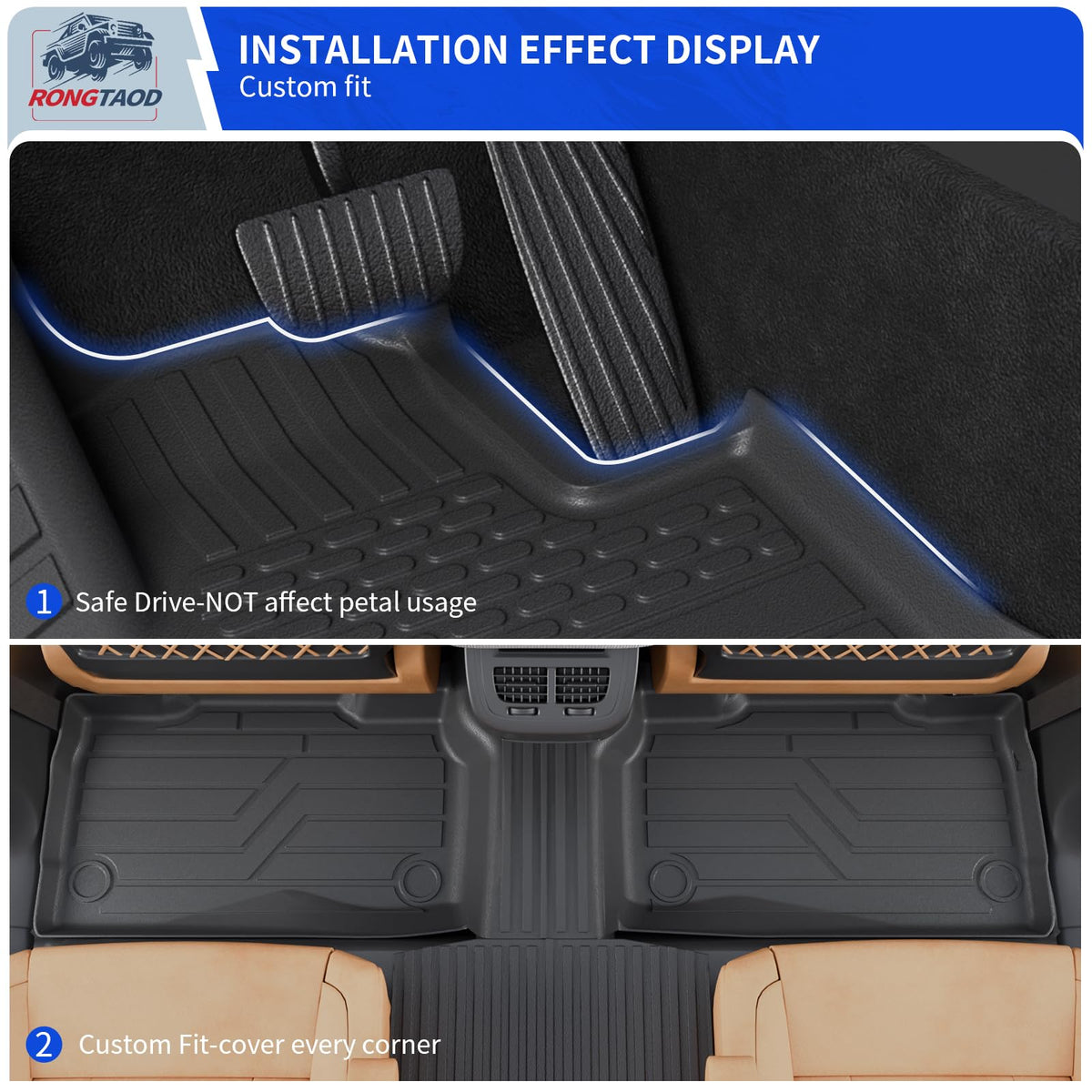 Rongtaod backrest mat attached to seat for full rear-of-seat protection