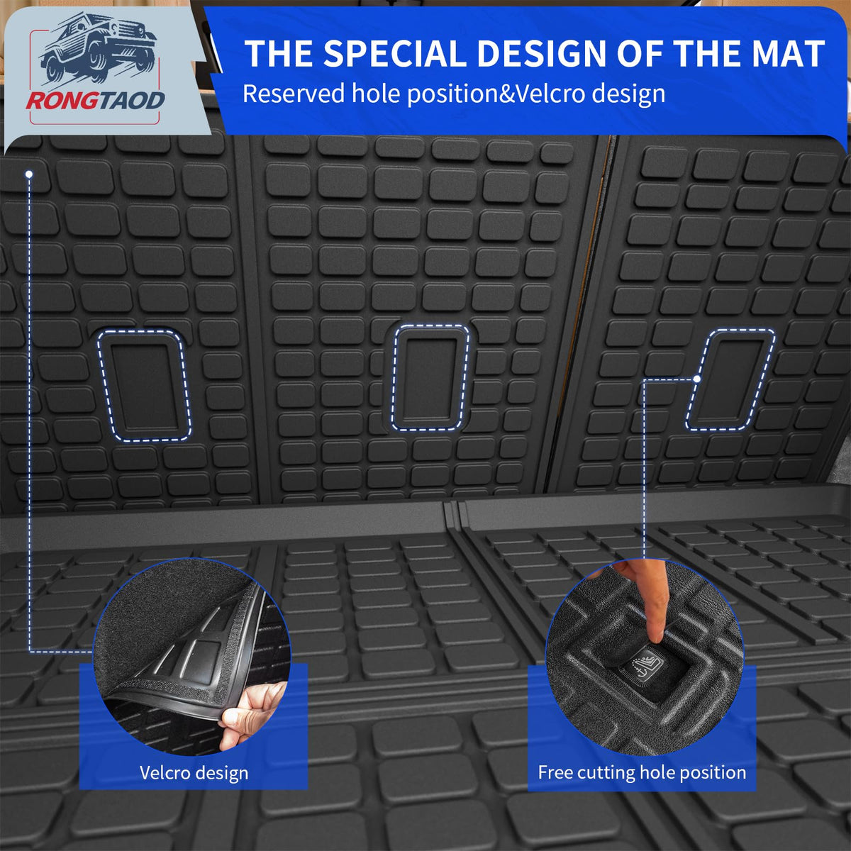 Rongtaod backrest mat Velcro detail demonstrating secure attachment