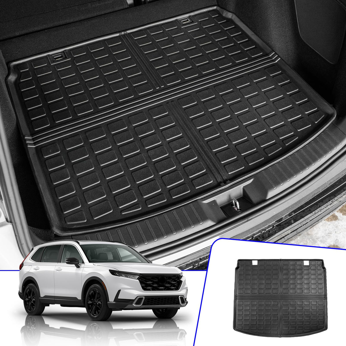 Rongtaod cargo mat front overview showing clean trunk fit and protection