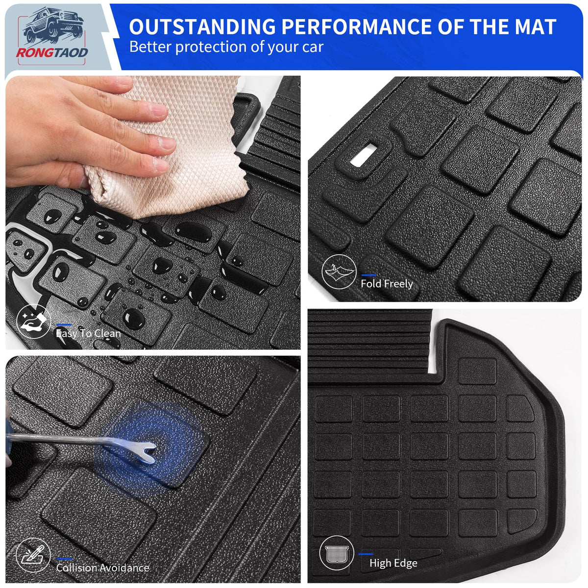 Rongtaod mat being rinsed to show easy cleaning