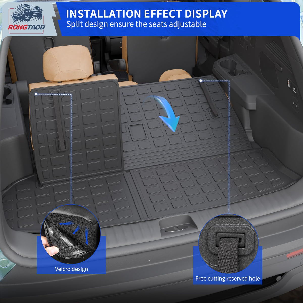 Rongtaod mats installed in Highlander interior for full coverage