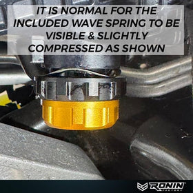 Ronin Factory in a garage setting being used during an oil change for tidier maintenance