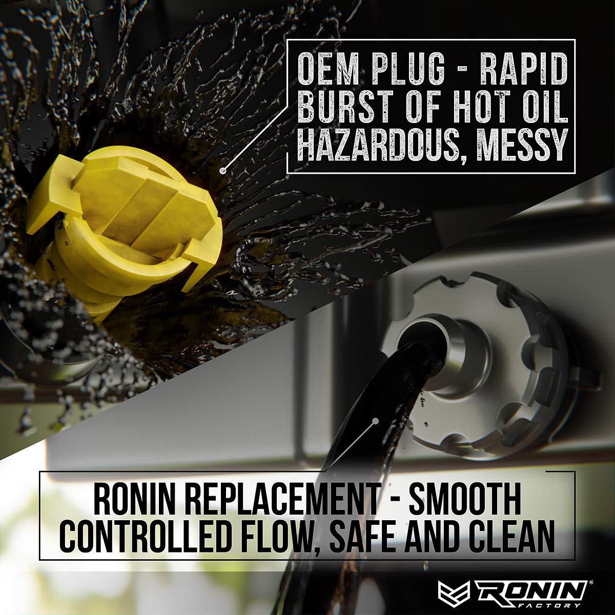 Ronin Factory magnetic tip detail capturing metal particles to protect engine components