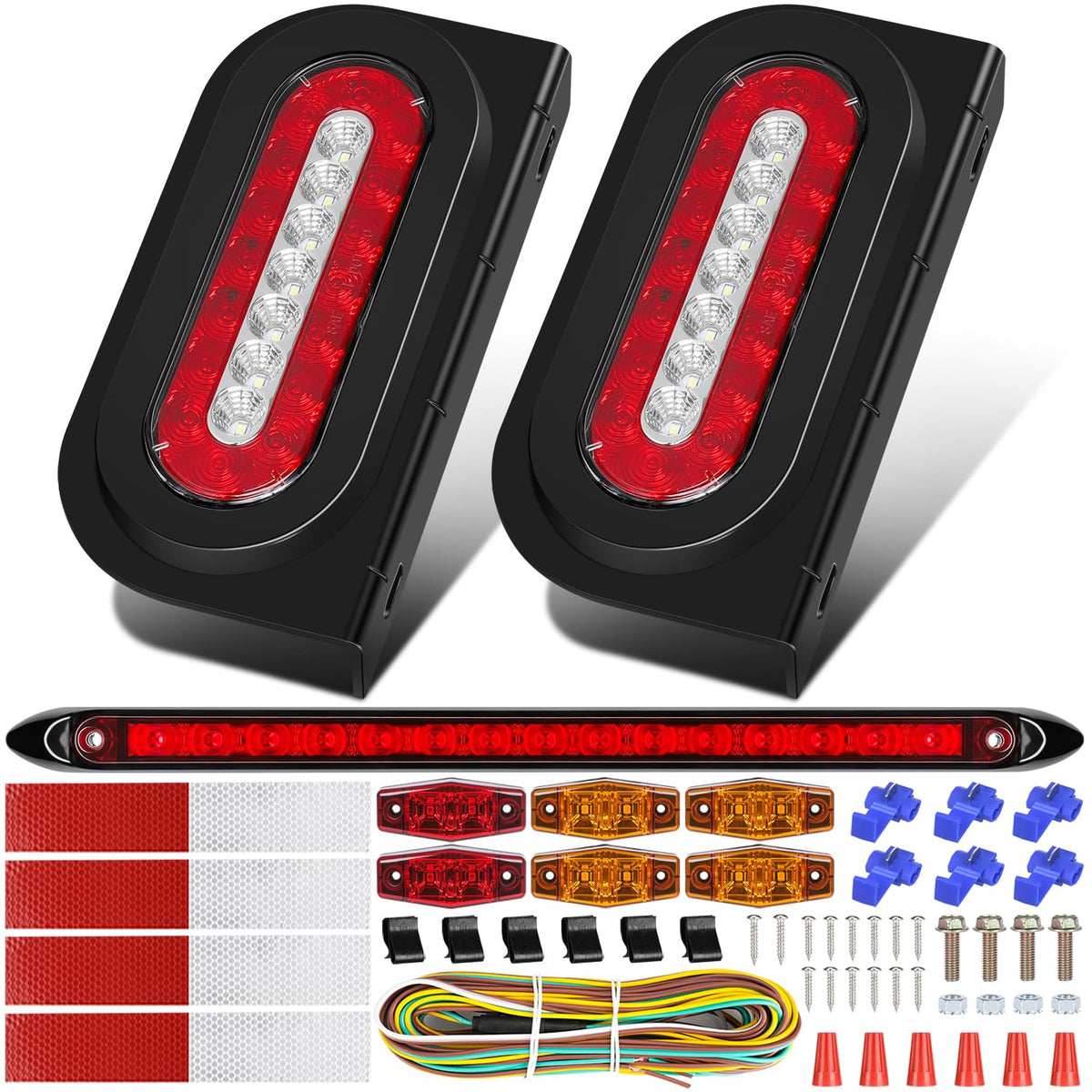 RONSTA 6-inch oval trailer lights kit front view showing complete set and durability