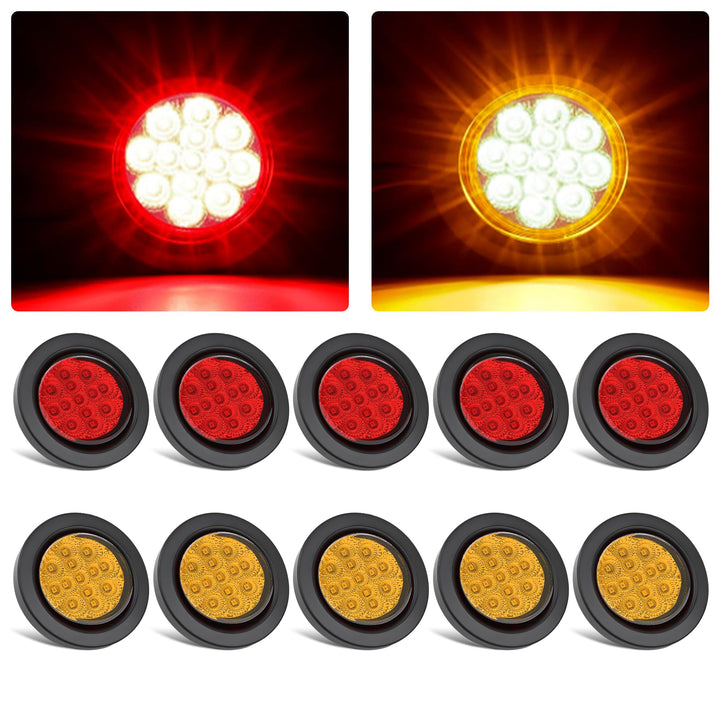 Ronybuy front view round LED marker light showing bright face and finish