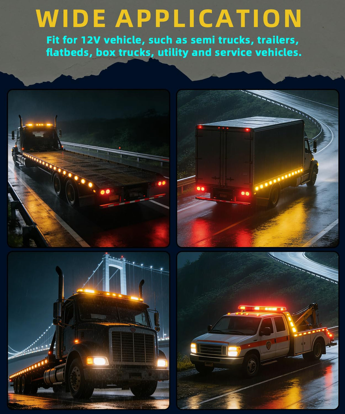 Ronybuy lights on trailer at night demonstrating enhanced road visibility