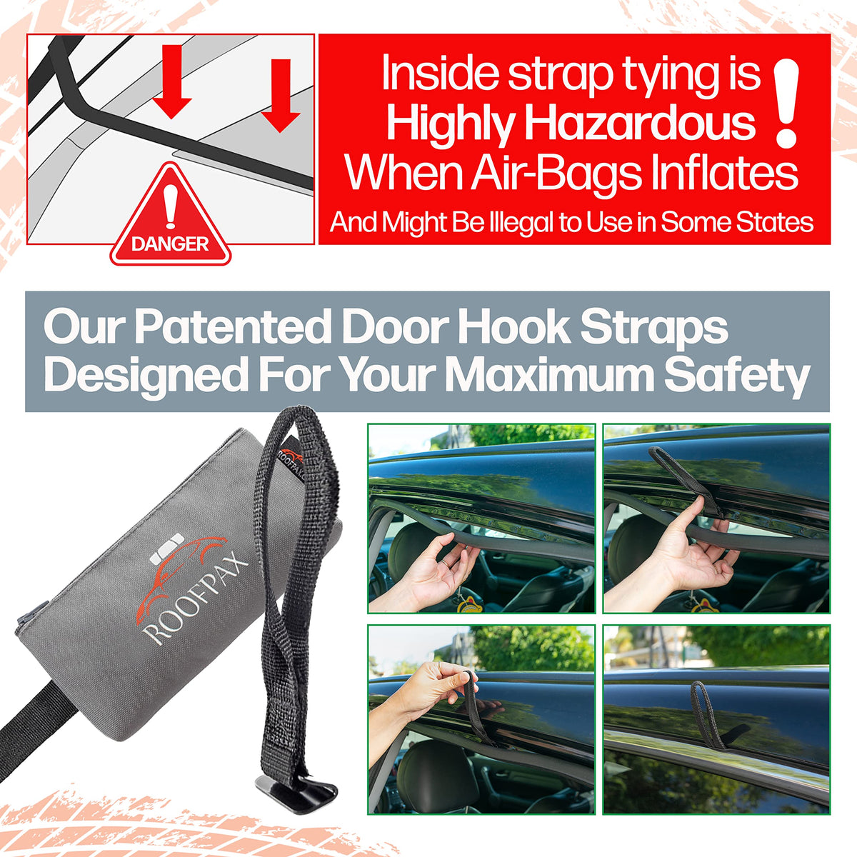RoofPax heavy-duty straps and Velcro anti-flap detail for stability benefit
