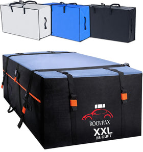RoofPax front view showing full 28 cuft capacity and weatherproof design benefit