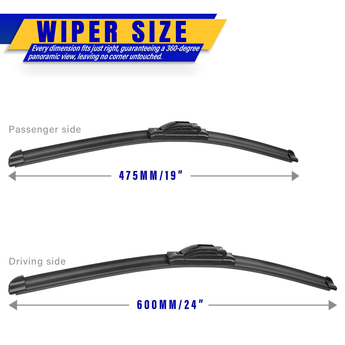 Rooppa close-up of blade rubber and hard-molded frame for better wiping