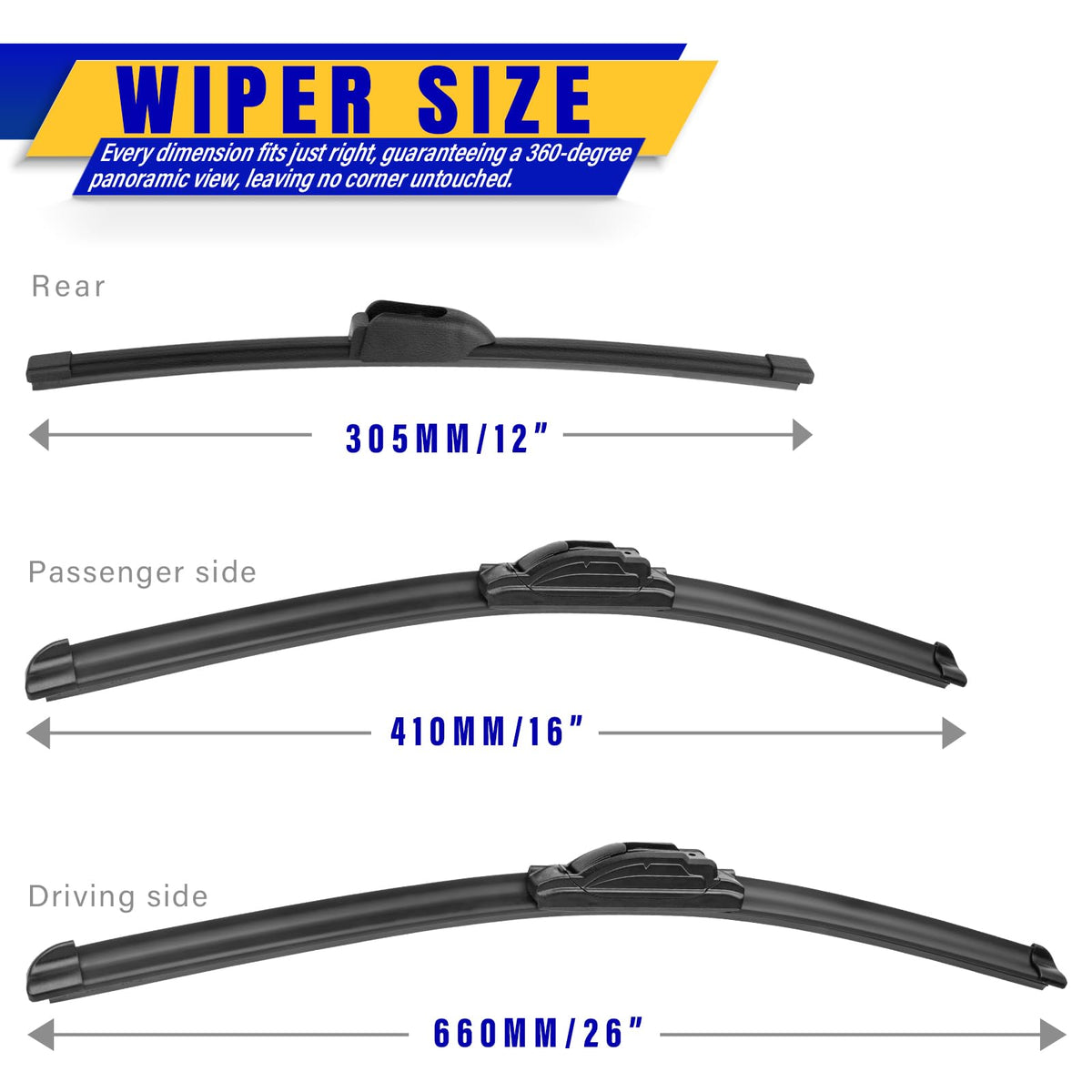 Rooppa 26-inch driver blade close-up with smooth, quiet wipe