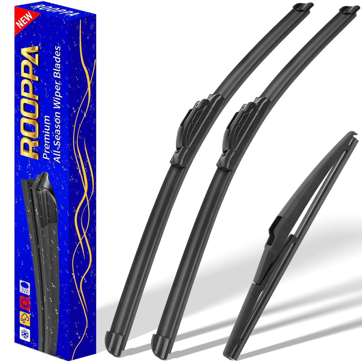 Rooppa front packaging assembly showing 3-piece set and fitment benefit