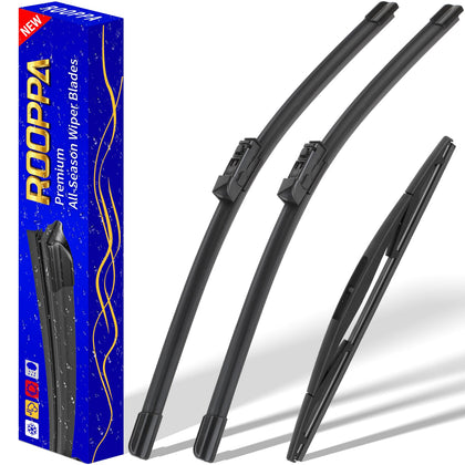 Rooppa front packaging showing three-wiper set and compatibility benefits
