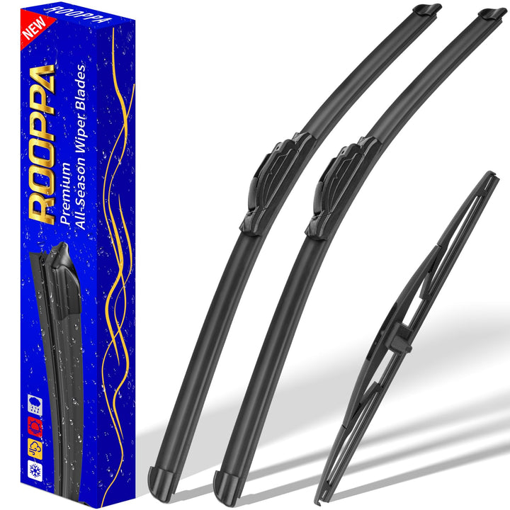 Rooppa front packaging for Honda Pilot wiper set showing complete kit and benefit of correct fit