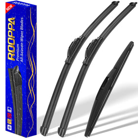 Rooppa front packaging showing complete 3-piece HR‑V wiper set benefits