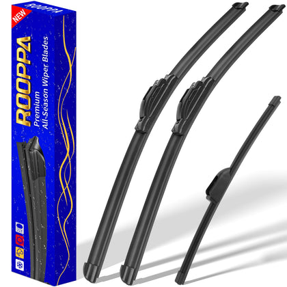Rooppa front packaging showing the 3-piece Hyundai Elantra wiper set and quick install benefit