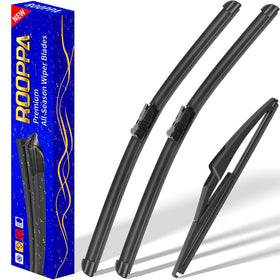Rooppa front packaging showing 3-piece Renegade wiper set and clear fitment