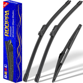 Rooppa front packaging showing 3-piece Mazda wiper kit and quick fit benefit