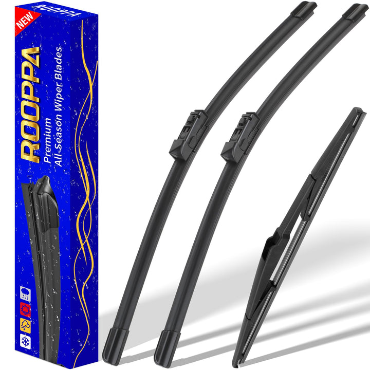 Rooppa front packaging showing 3-piece Mazda wiper kit and quick fit benefit
