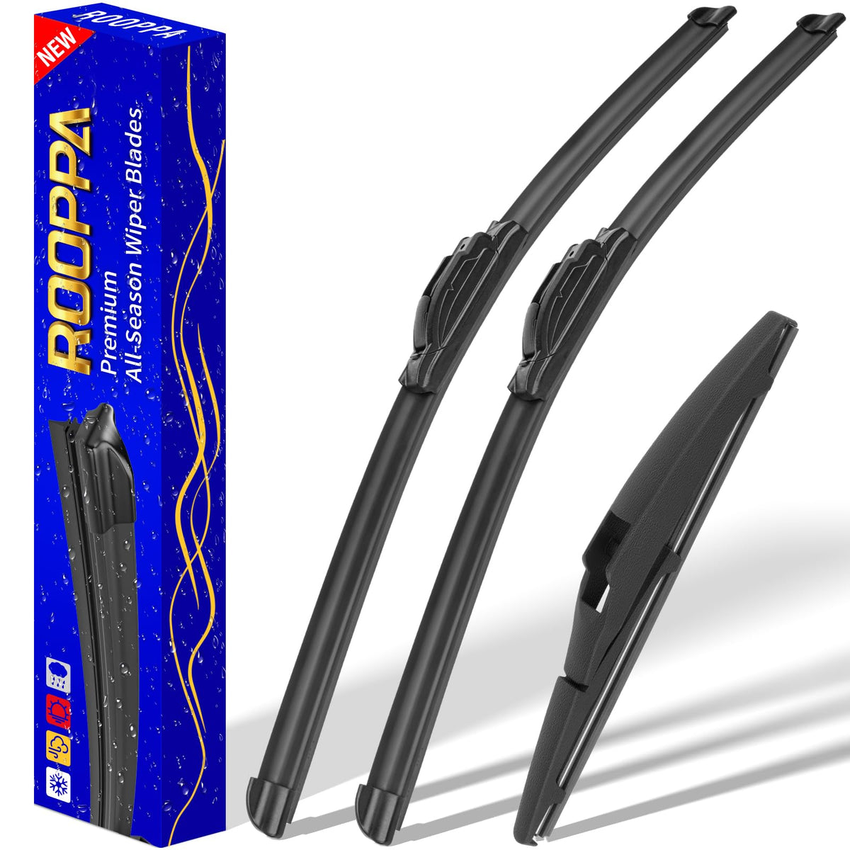 Rooppa packaging showing 3-piece Prius C wiper set and easy-install benefit